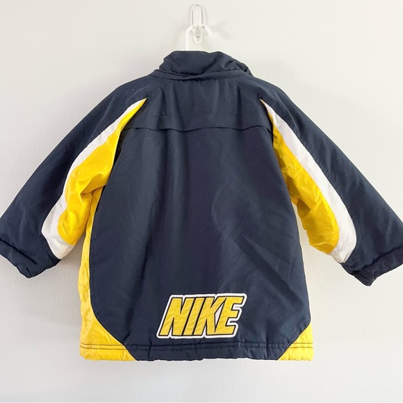 Nike Kids Winter Navy Blue Yellow Jacket with Double Closure Back Spell Out 3T - Picture 9 of 11